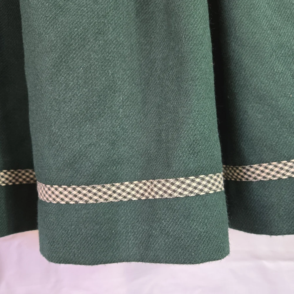 Pamela Chicas Girls Green Sleeveless Heart Gingham Accent Wool Dress 5 Vtg Spain